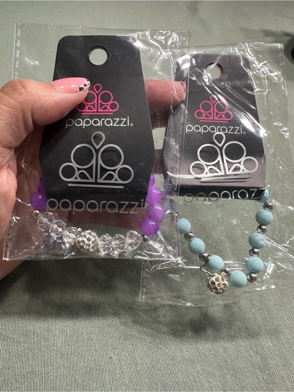 paparazzi Purple & Light Blue Kids Beaded Stretch Bracelets Set